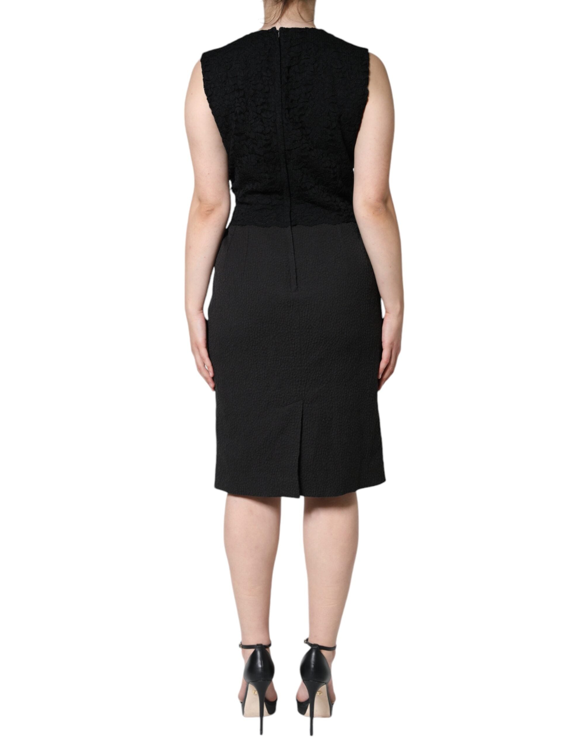 Dolce & Gabbana Black Cotton Knee-Length Sheath Dress