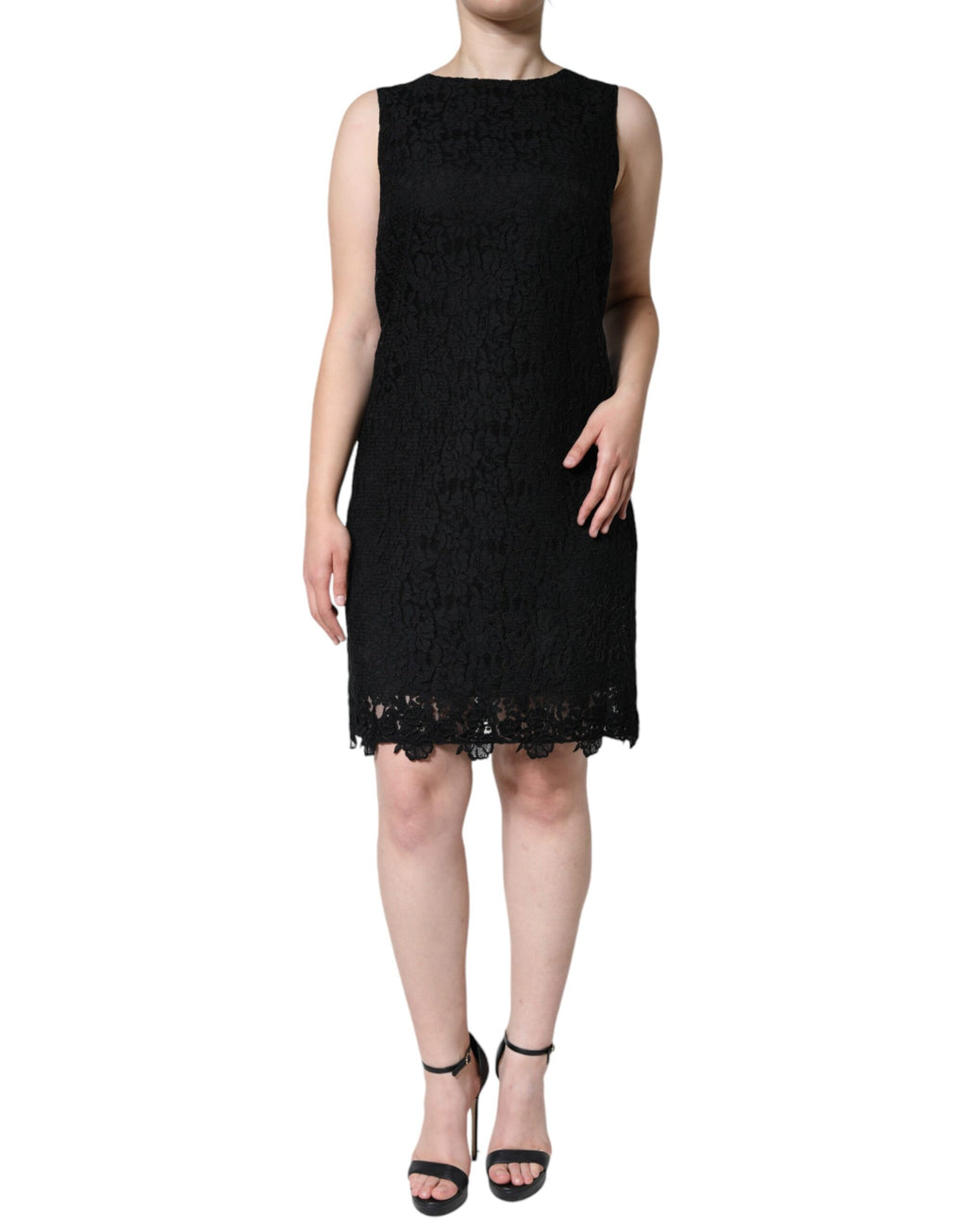 Dolce & Gabbana Black Floral Lace Sleeveless Mini Dress