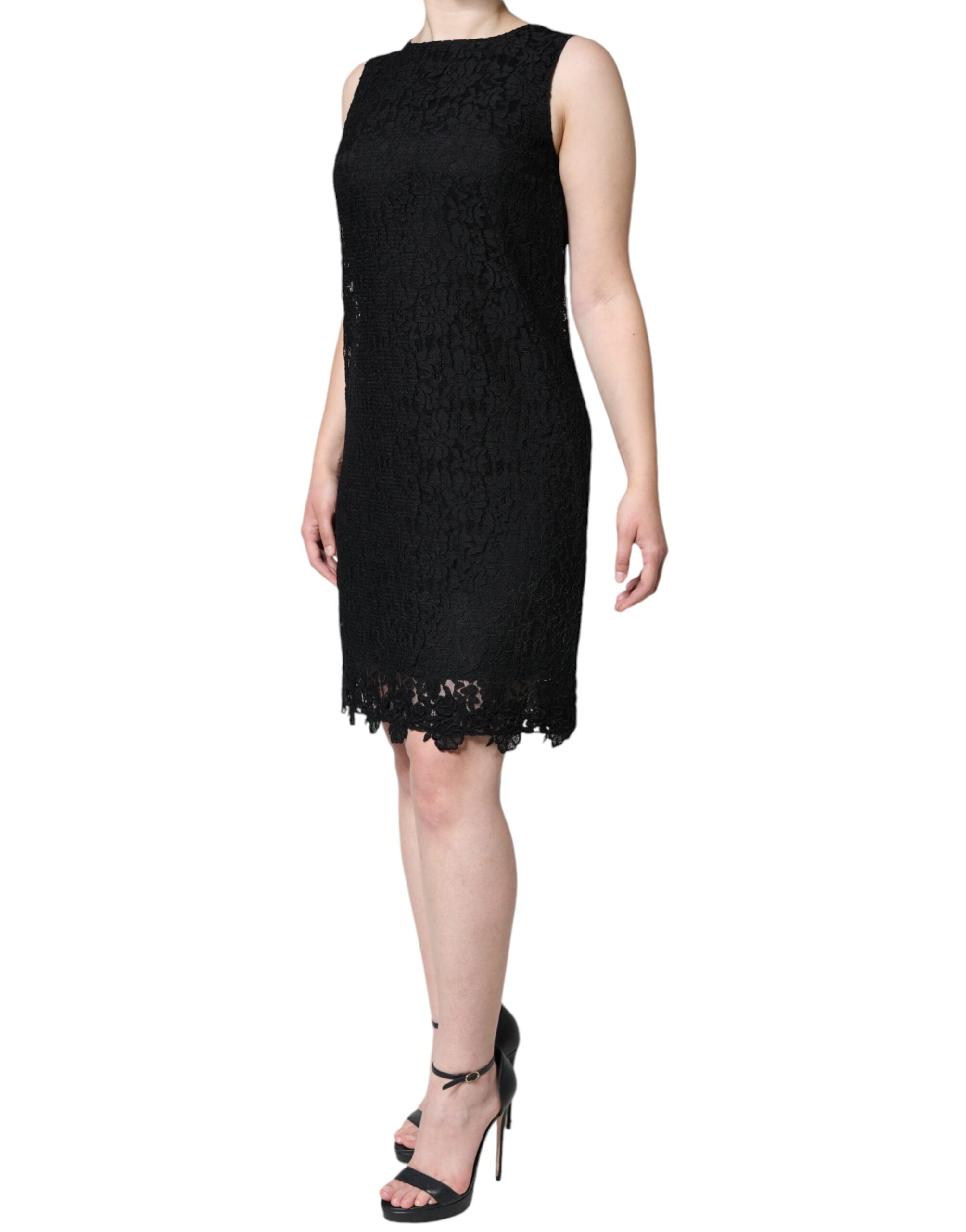 Dolce & Gabbana Black Floral Lace Sleeveless Mini Dress