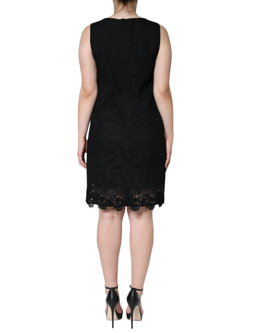 Dolce & Gabbana Black Floral Lace Sleeveless Mini Dress