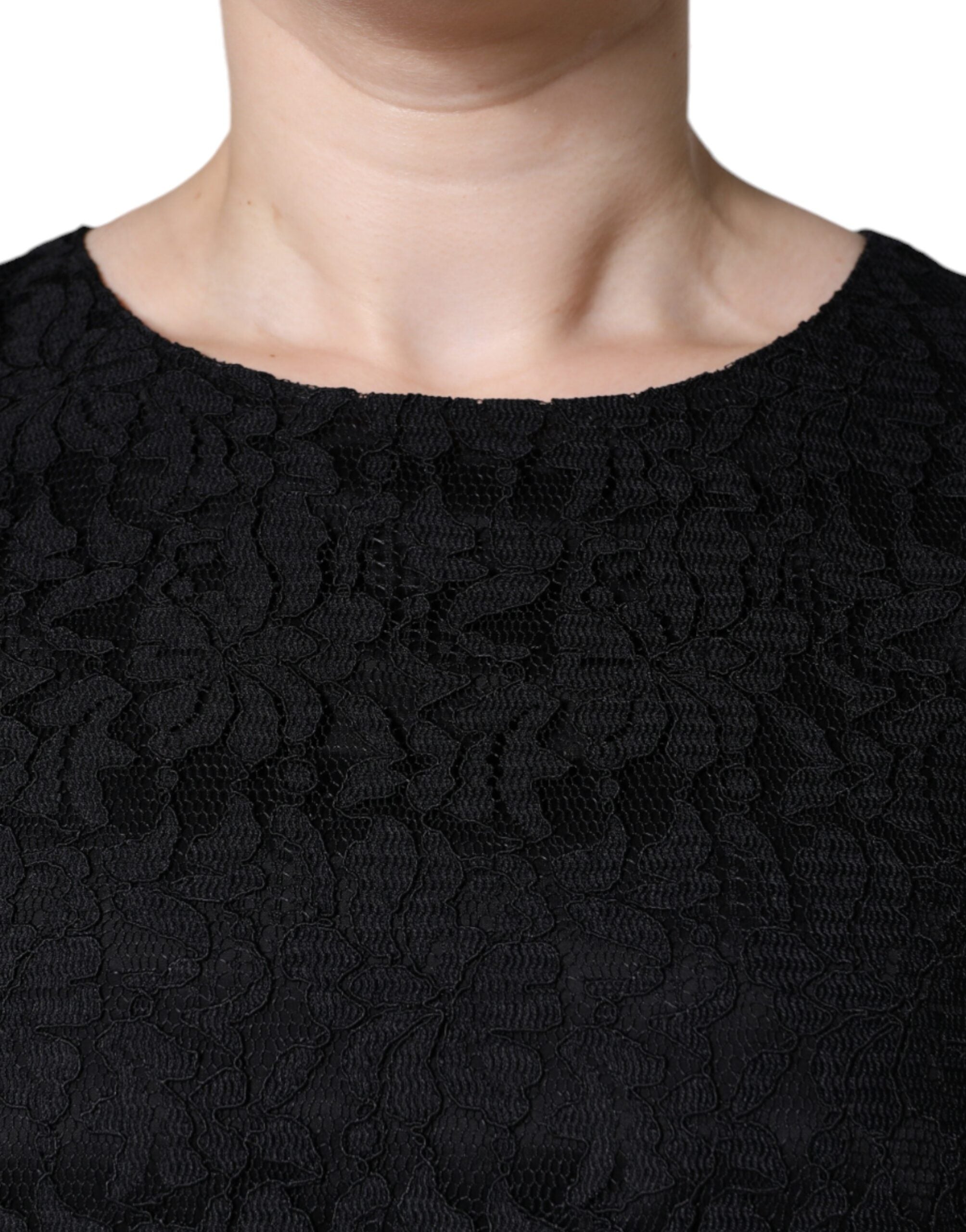 Dolce & Gabbana Black Floral Lace Sleeveless Mini Dress
