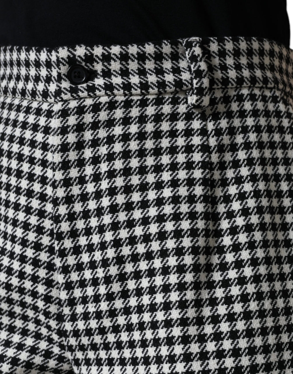 Dolce & Gabbana Black and White Houndstooth Wide-Leg Trousers