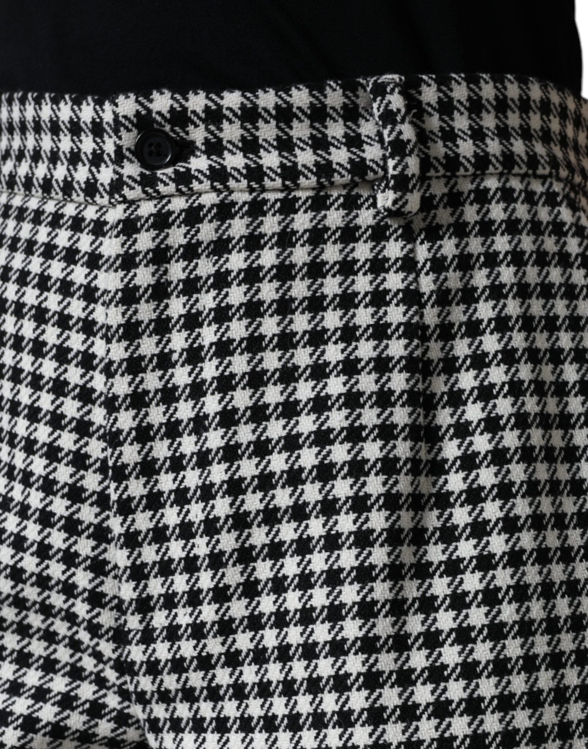 Dolce & Gabbana Black and White Houndstooth Wide-Leg Trousers