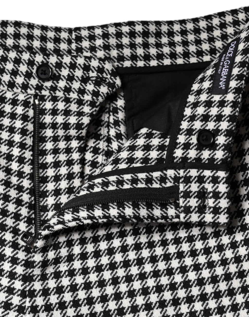 Dolce & Gabbana Black and White Houndstooth Wide-Leg Trousers