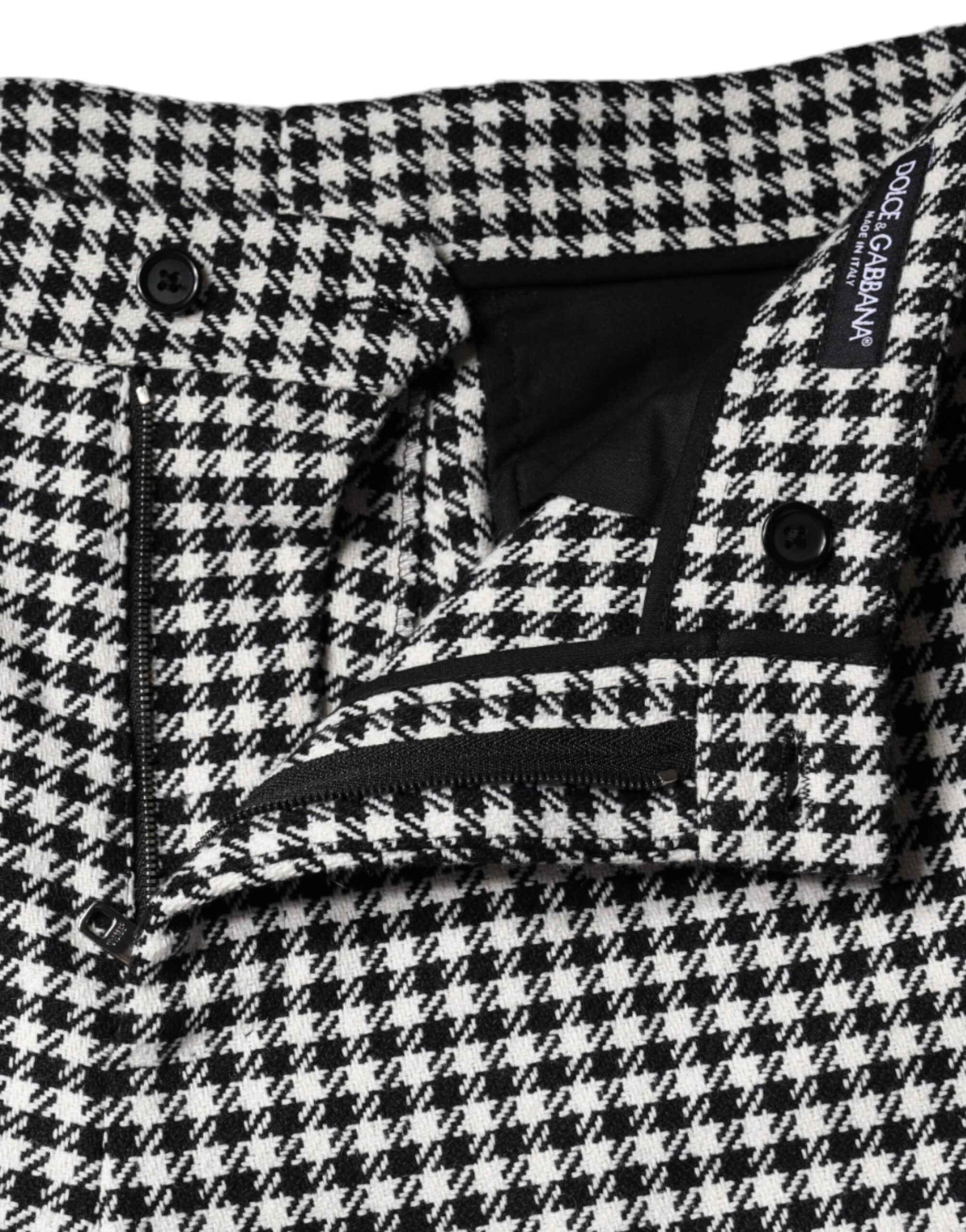 Dolce & Gabbana Black and White Houndstooth Wide-Leg Trousers