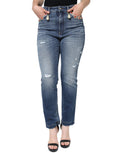 Dolce & Gabbana Dark Blue Distressed Cotton Skinny Denim Jeans