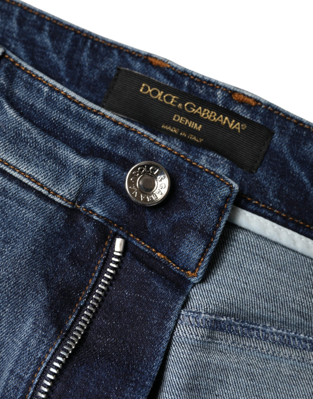 Dolce & Gabbana Dark Blue Distressed Cotton Skinny Denim Jeans