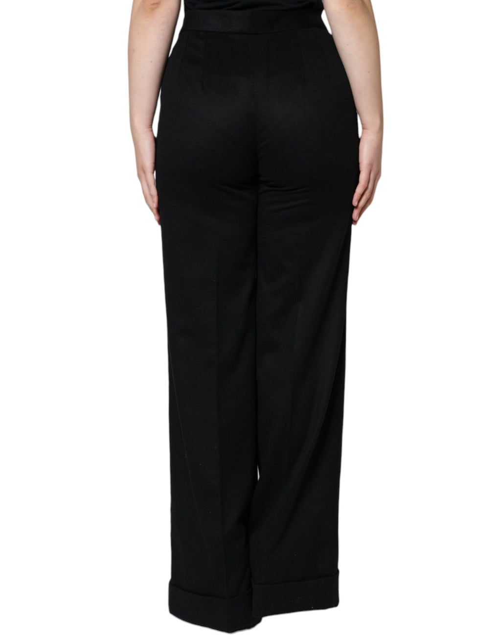 Dolce & Gabbana Black Cashmere Mid Waist Women's Bootcut Trousers