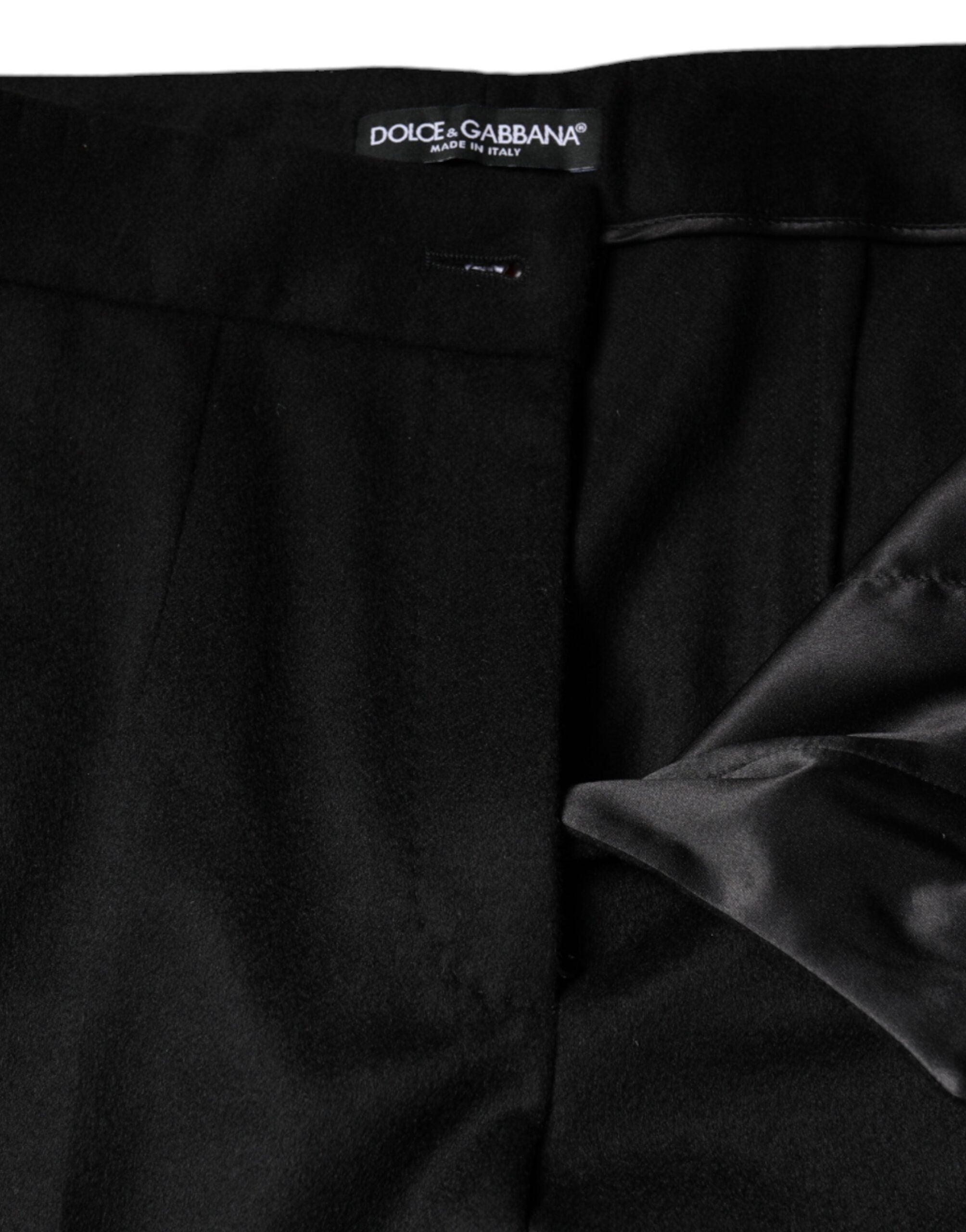 Dolce & Gabbana Black Cashmere Mid Waist Women's Bootcut Trousers