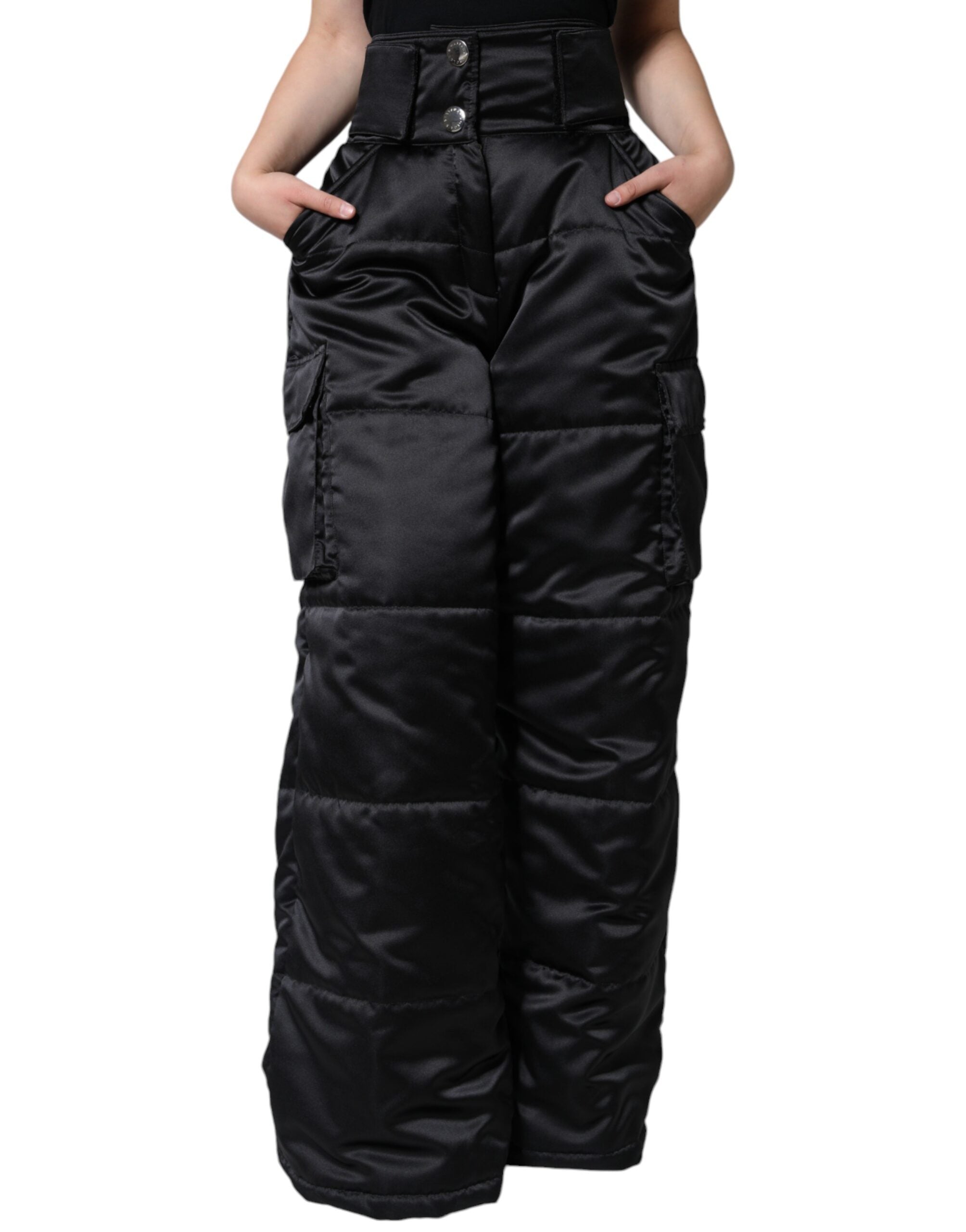 Dolce & Gabbana Women's Black High-Waisted Quilted Boot Cut Pants