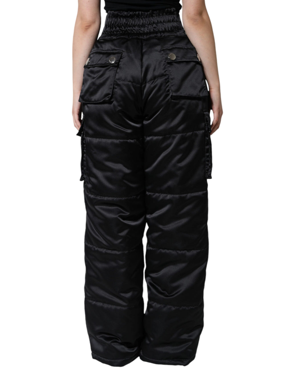 Dolce & Gabbana Women's Black High-Waisted Quilted Boot Cut Pants