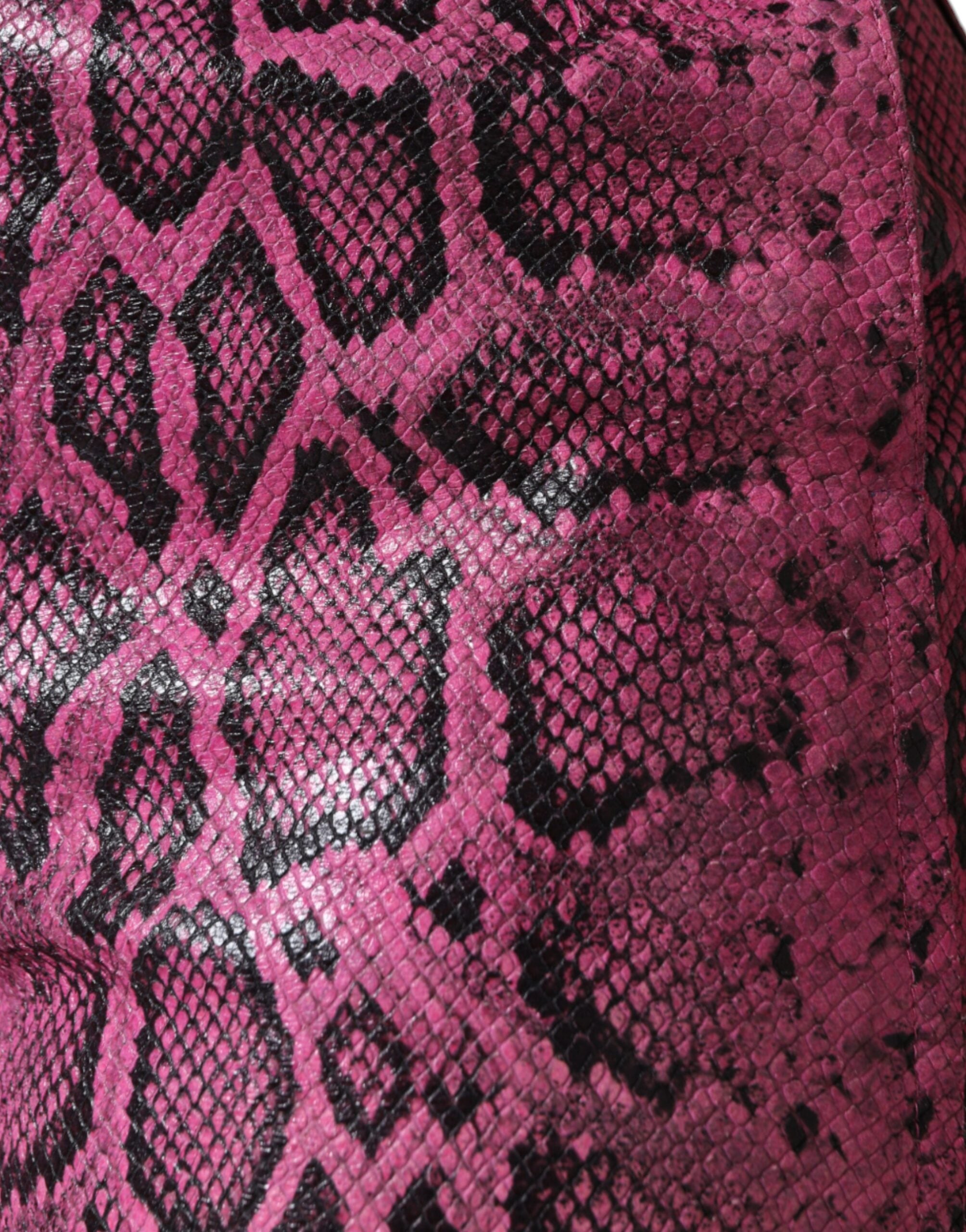 Dolce & Gabbana Pink High-Waisted Leather Hot Pants Shorts