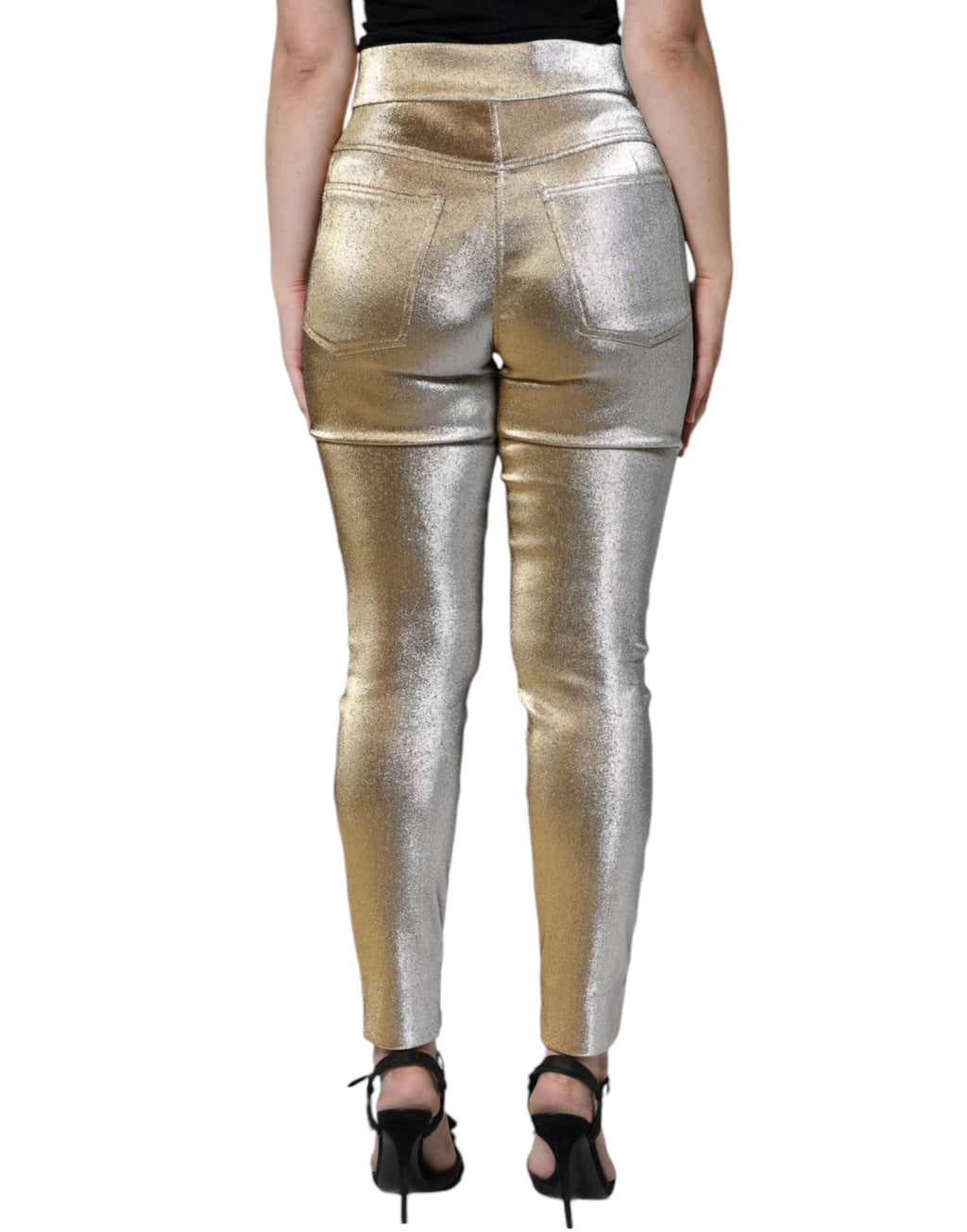 Dolce & Gabbana Gold High-Waisted Metallic Skinny Trousers