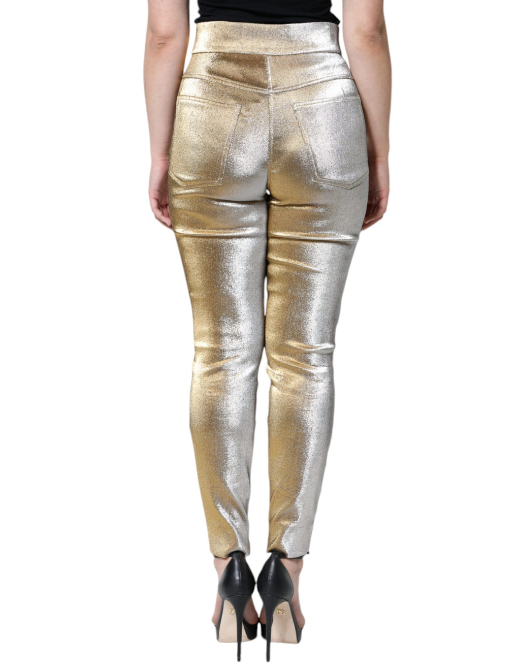 Dolce & Gabbana Gold High-Waisted Metallic Skinny Trousers