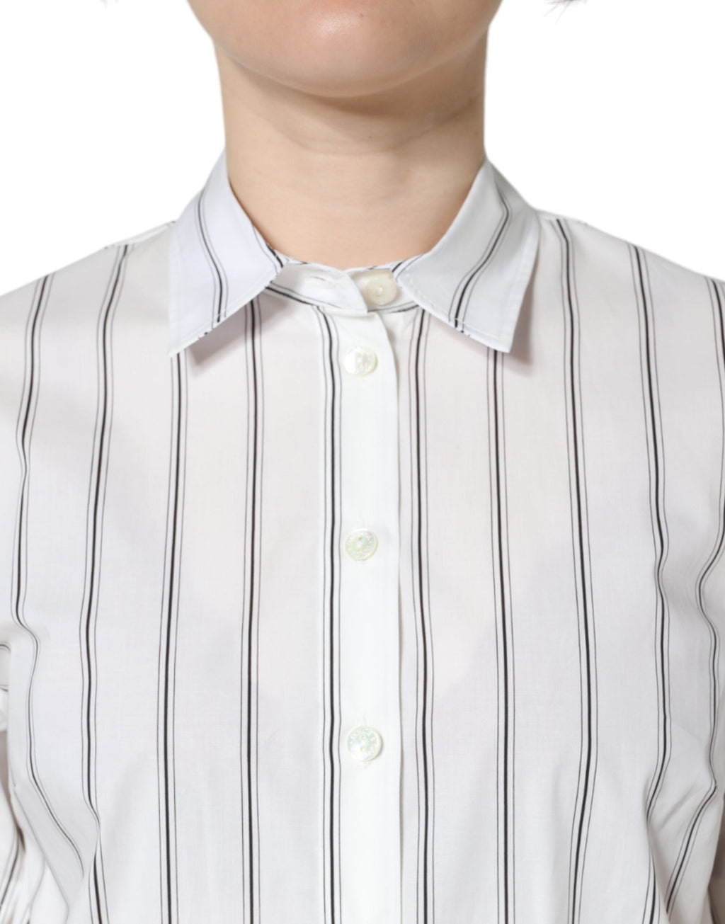 Dolce & Gabbana White Striped Short-Sleeve Polo Shirt