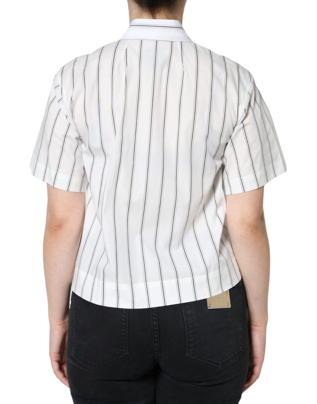 Dolce & Gabbana White Striped Short-Sleeve Polo Shirt