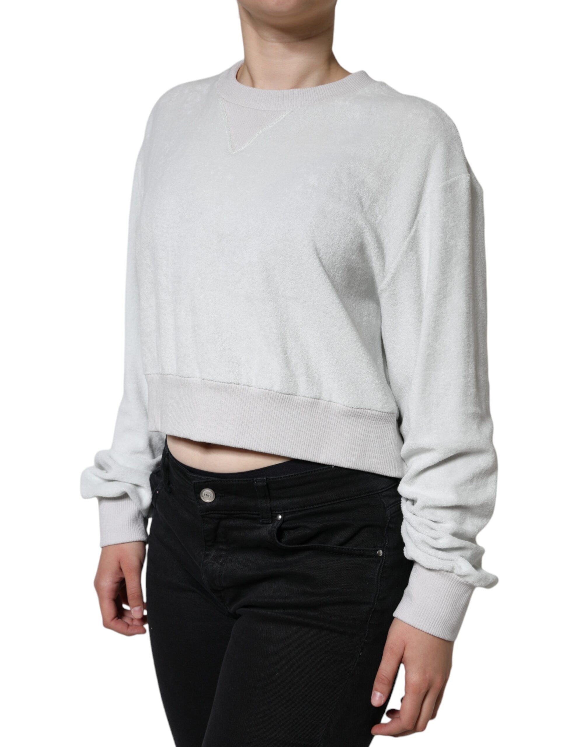 Dolce & Gabbana White Nylon Stretch Crew Neck Sweater