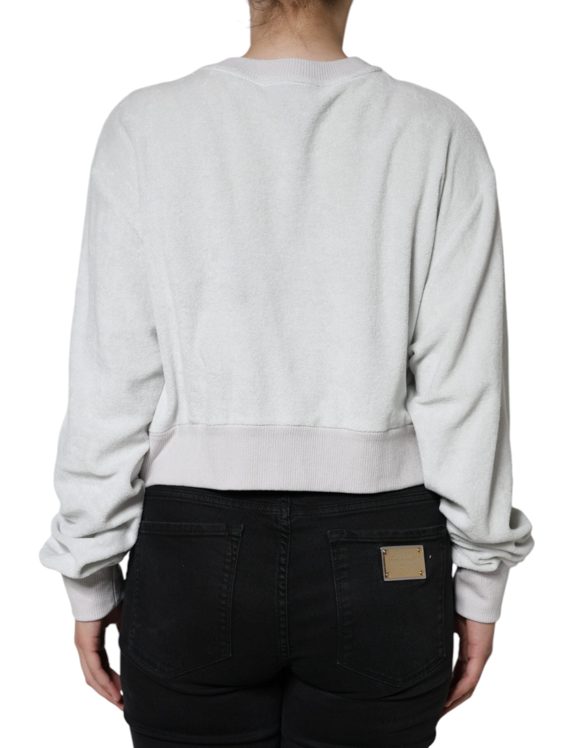 Dolce & Gabbana White Nylon Stretch Crew Neck Sweater