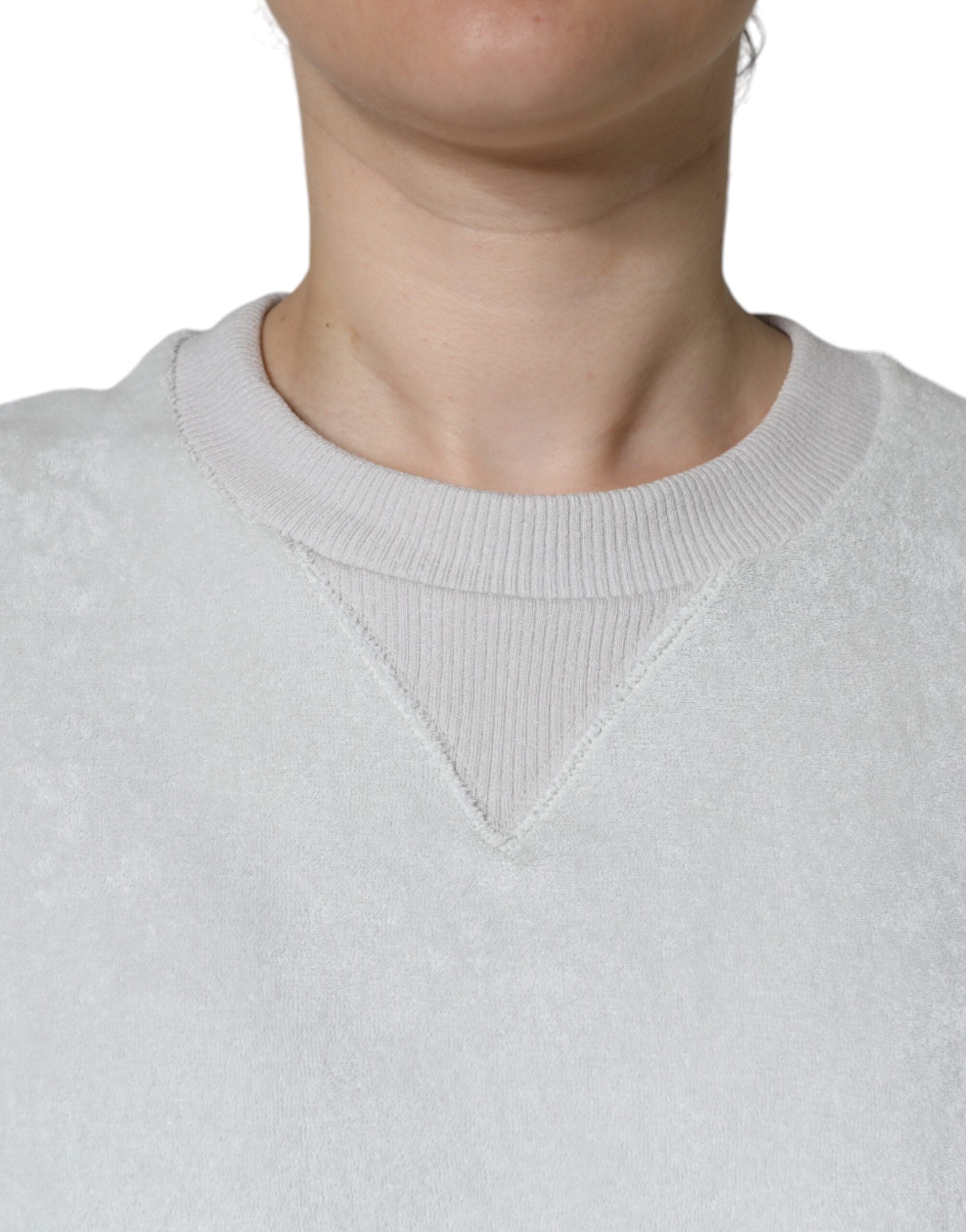 Dolce & Gabbana White Nylon Stretch Crew Neck Sweater
