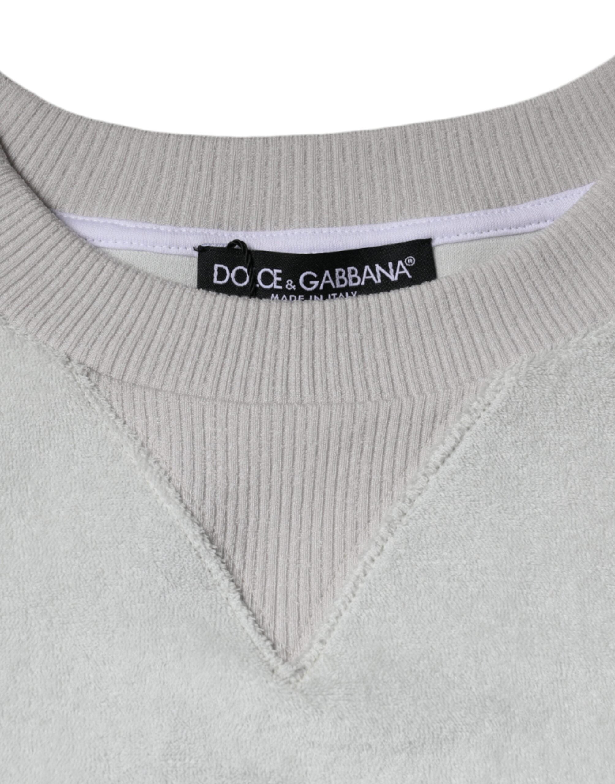 Dolce & Gabbana White Nylon Stretch Crew Neck Sweater