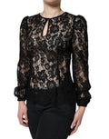 Dolce & Gabbana Black Floral Lace Long-Sleeve See-Through Top