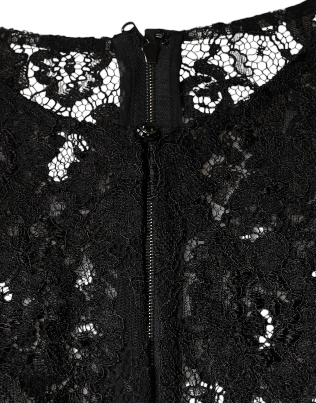 Dolce & Gabbana Black Floral Lace Long-Sleeve See-Through Top
