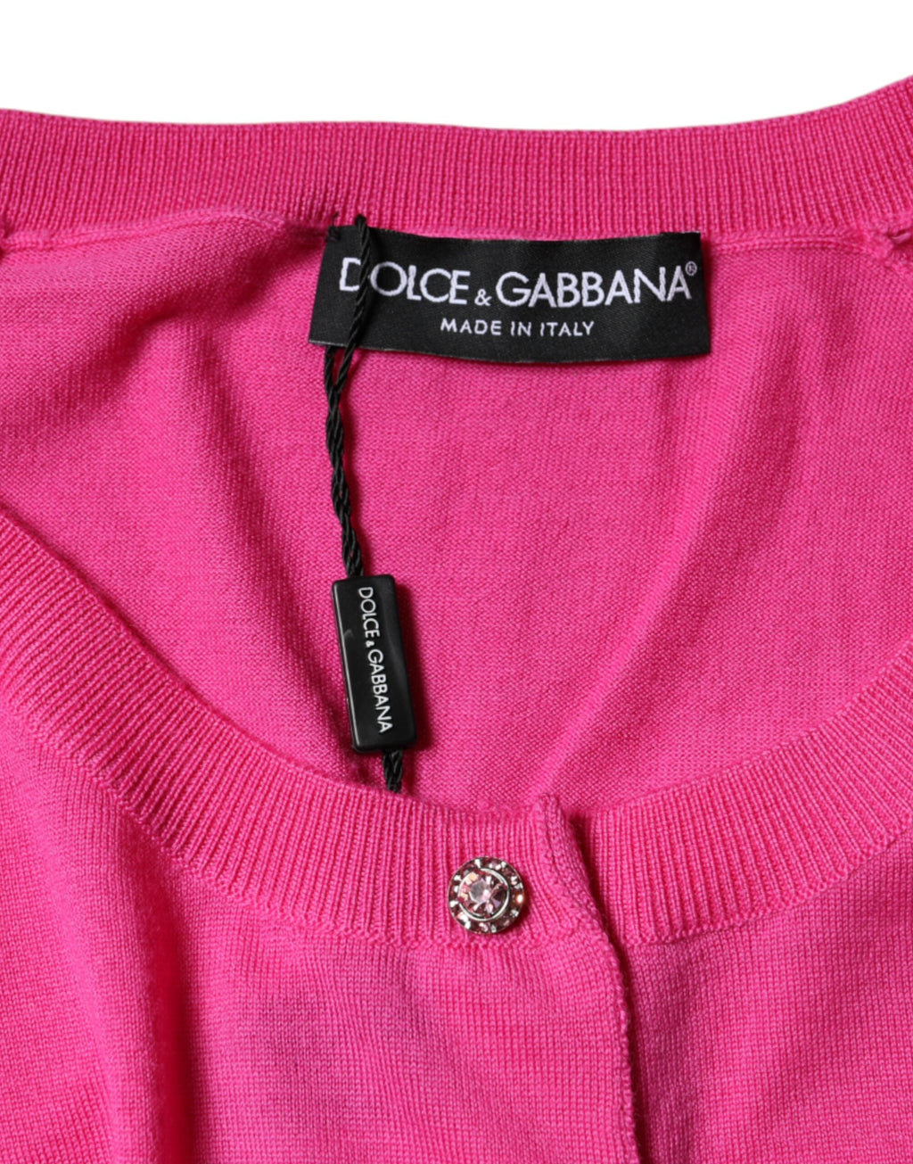 Dolce & Gabbana Pink Wool Short-Sleeved Button-Up Blouse Top