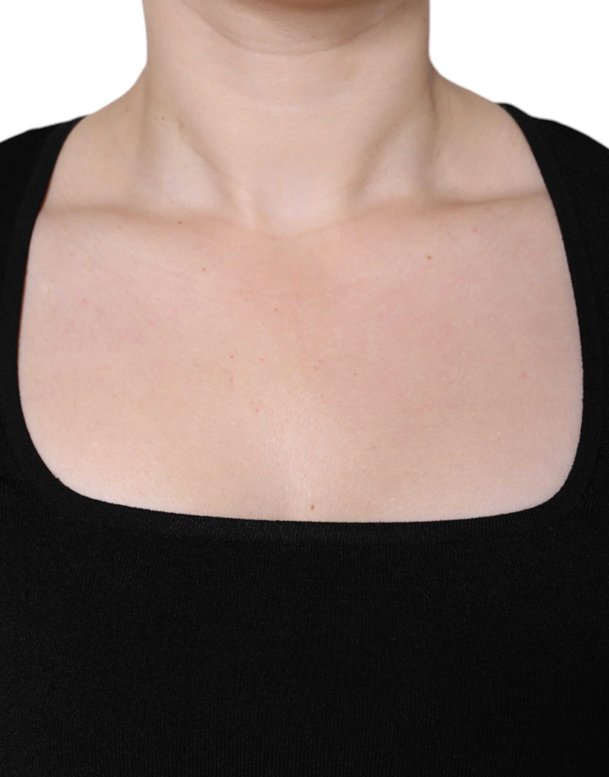 Dolce & Gabbana Black Long Sleeve Blouse Square Neck Top