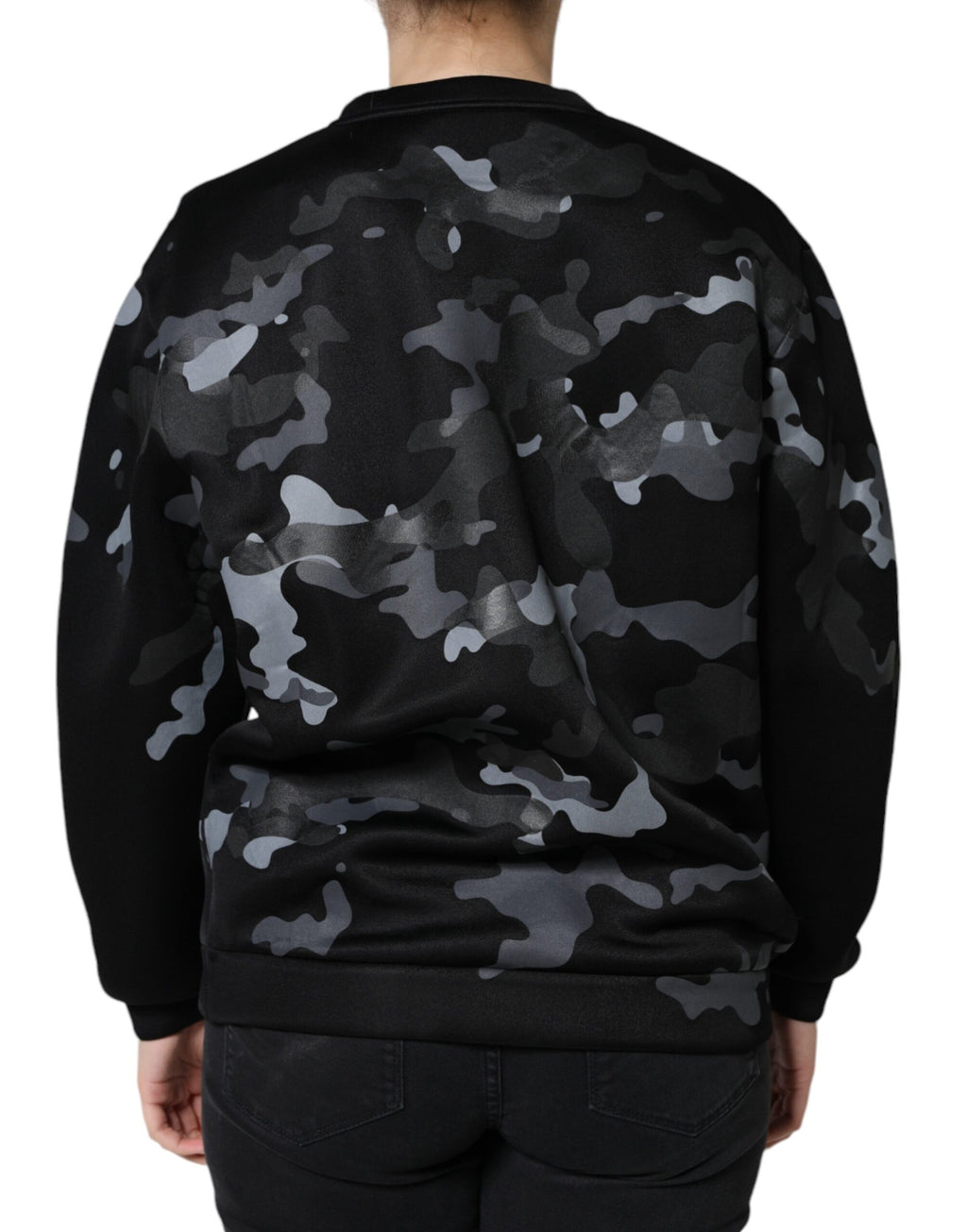 Dolce & Gabbana Black Camouflage Crew Neck Sweatshirt Pullover