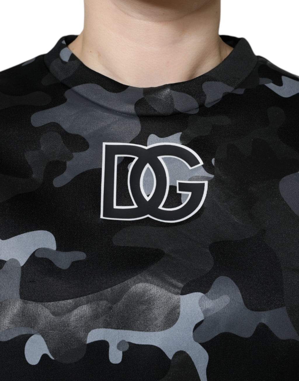 Dolce & Gabbana Black Camouflage Crew Neck Sweatshirt Pullover