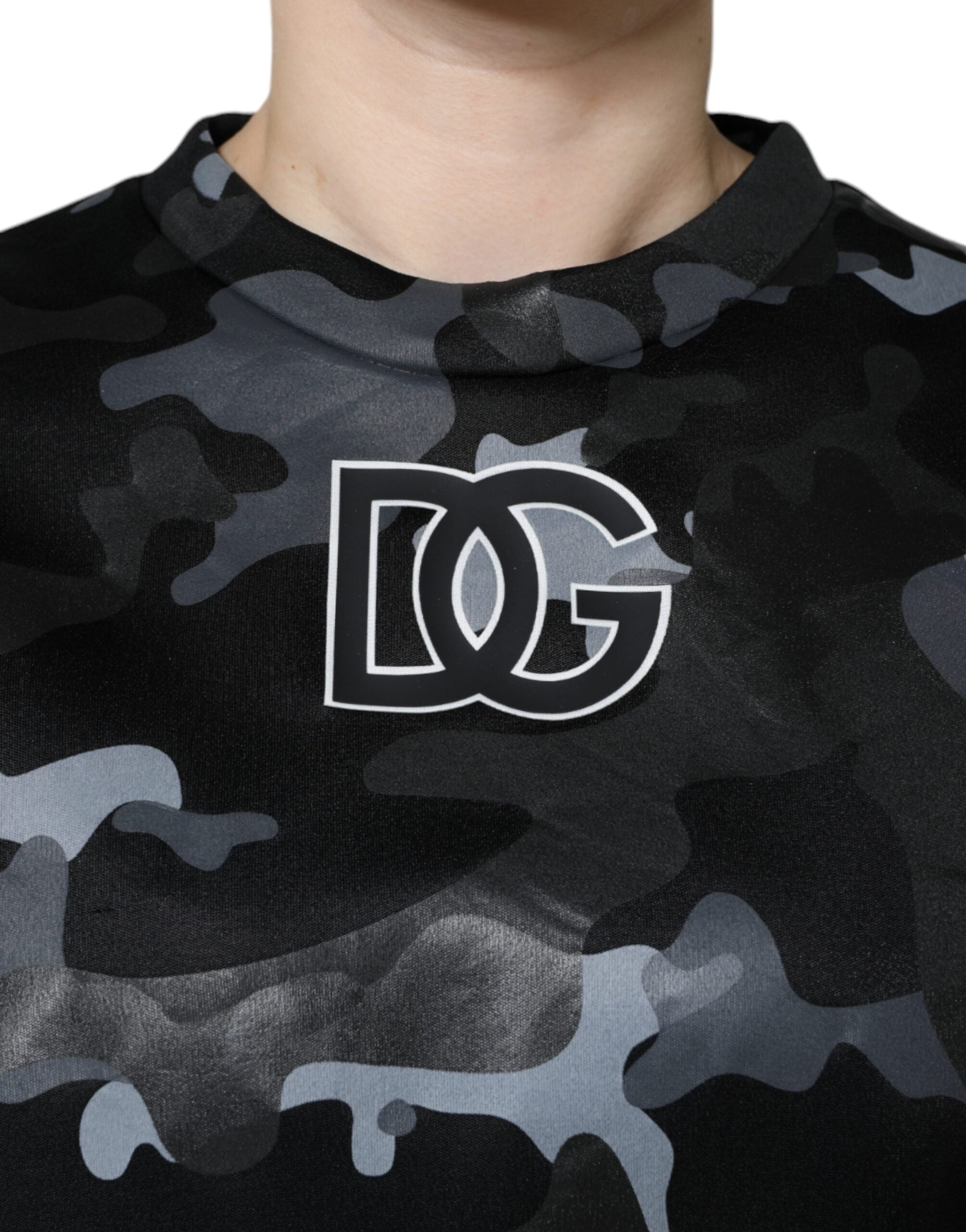 Dolce & Gabbana Black Camouflage Crew Neck Sweatshirt Pullover