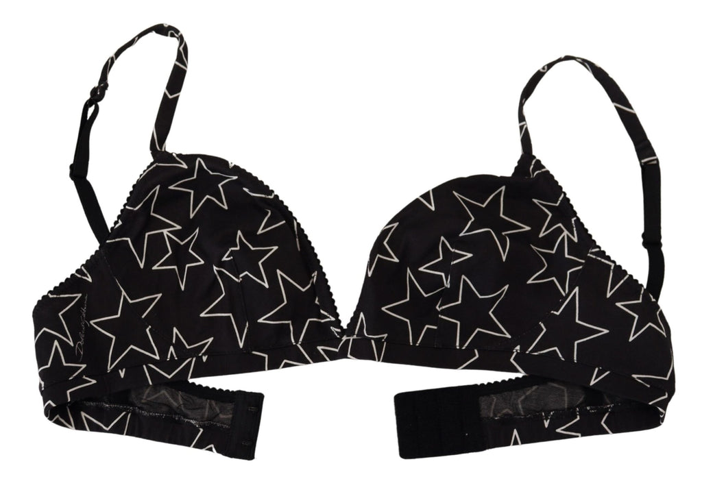 Dolce & Gabbana Black Millennials Star Non-Wire Cotton Bra Underwear