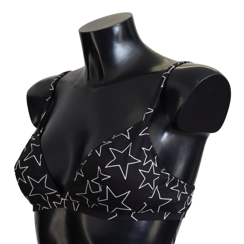 Dolce & Gabbana Black Millennials Star Non-Wire Cotton Bra Underwear