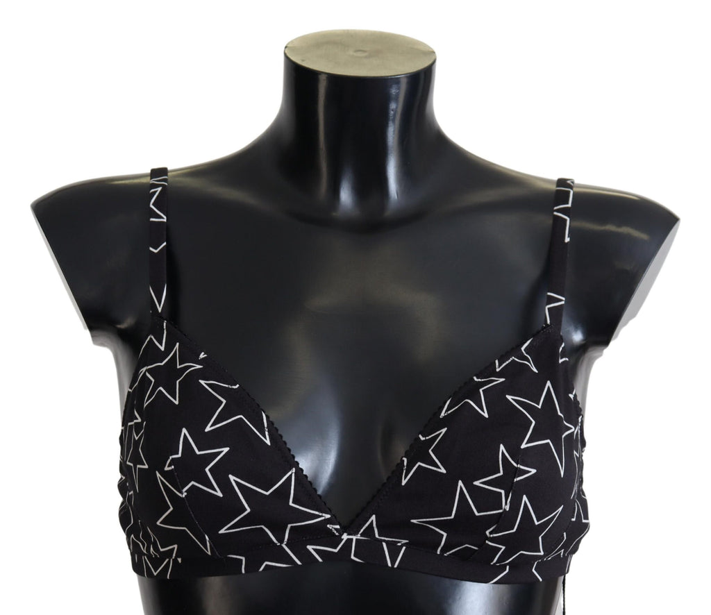 Dolce & Gabbana Black Millennials Star Non-Wire Cotton Bra Underwear