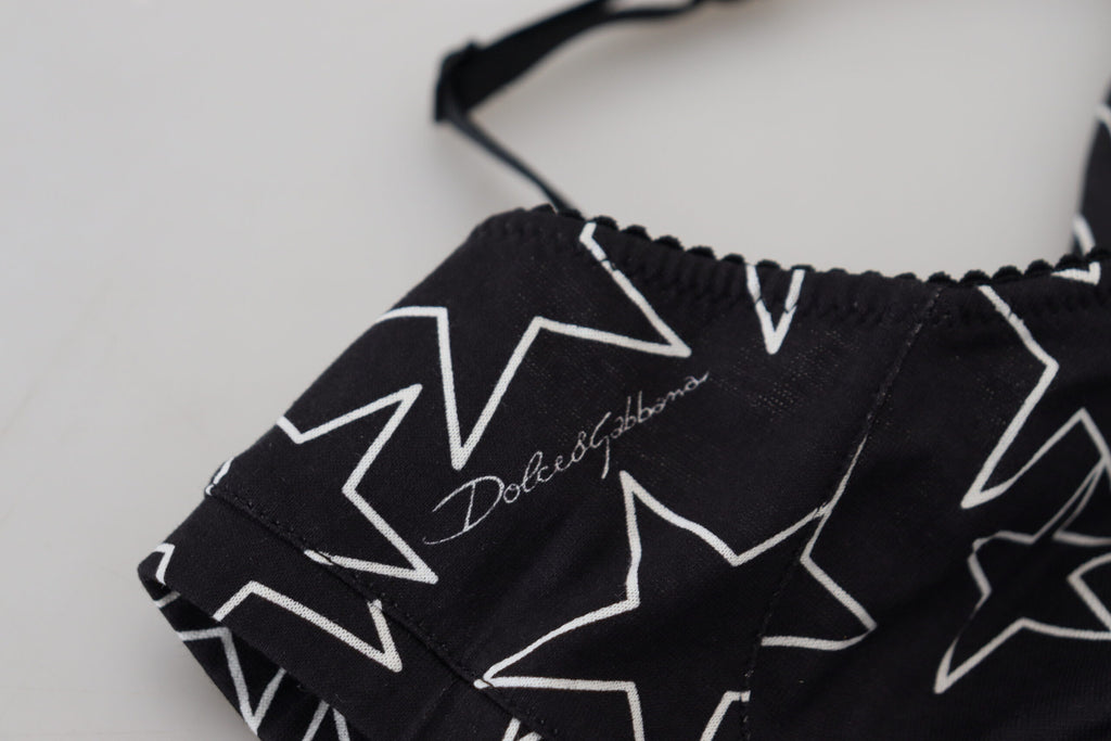 Dolce & Gabbana Black Millennials Star Non-Wire Cotton Bra Underwear