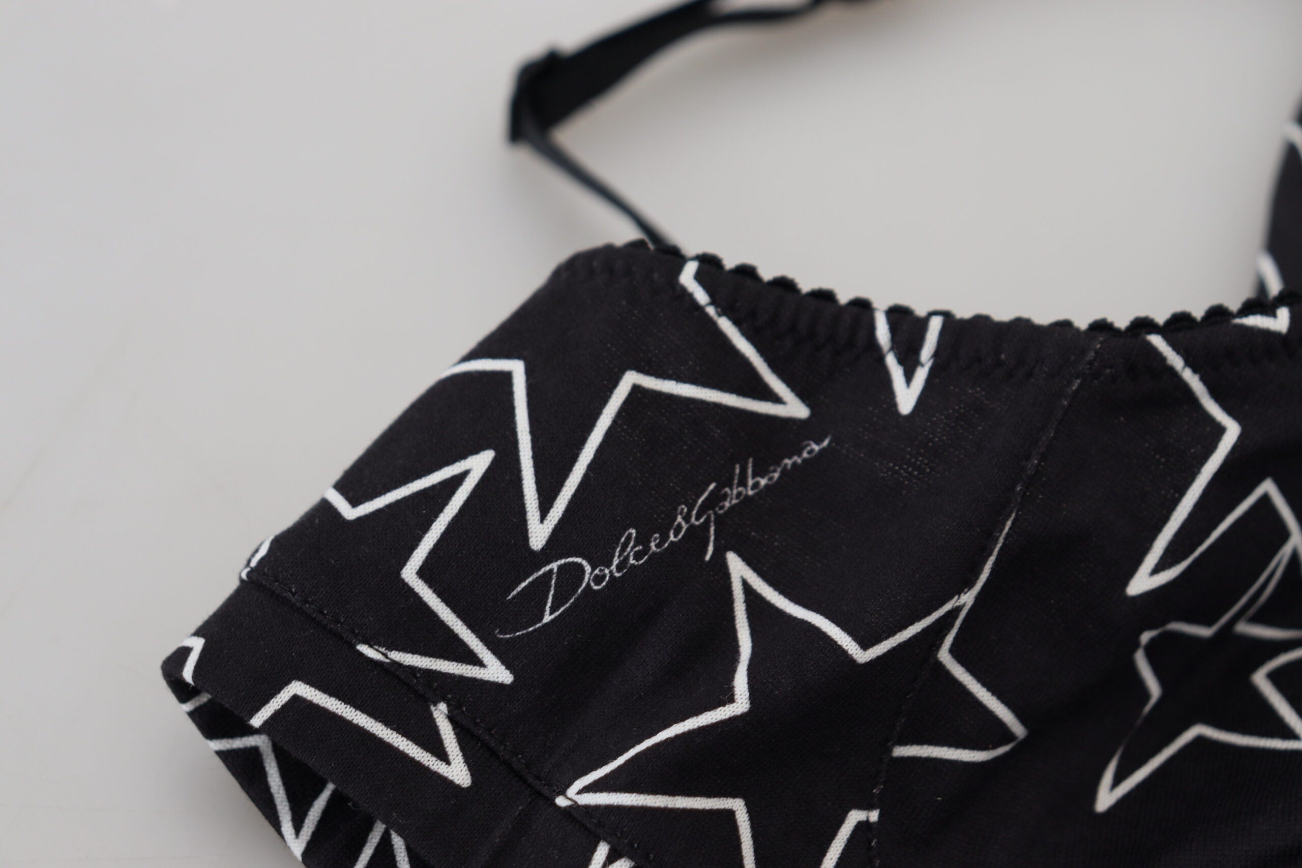 Dolce & Gabbana Black Millennials Star Non-Wire Cotton Bra Underwear