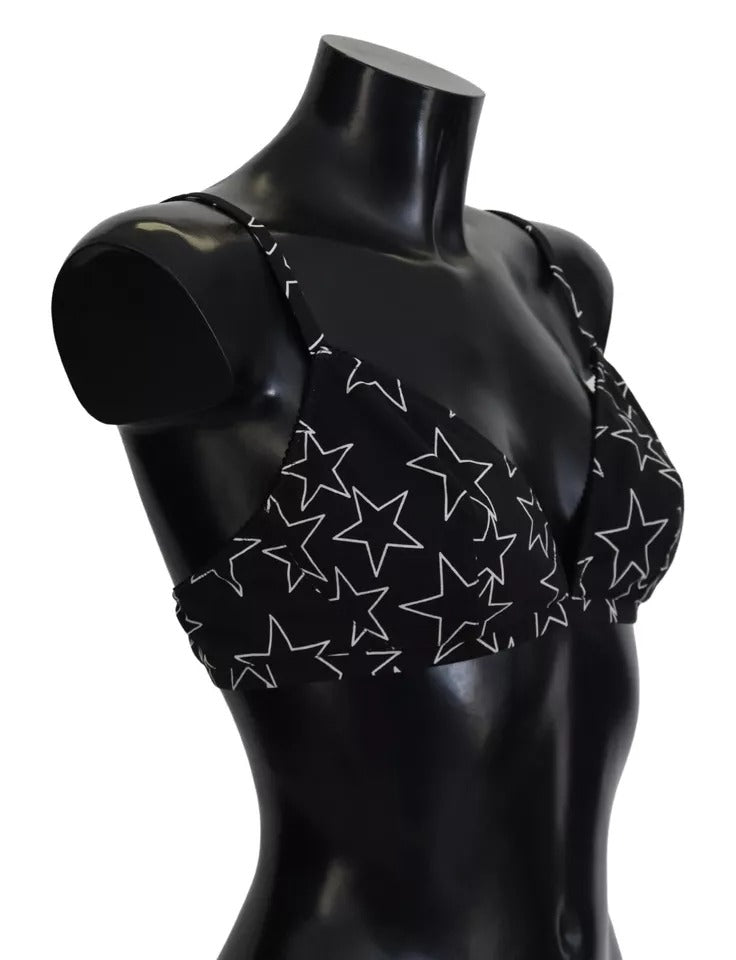 Dolce & Gabbana Black Millennials Star Non-Wire Cotton Bra Underwear