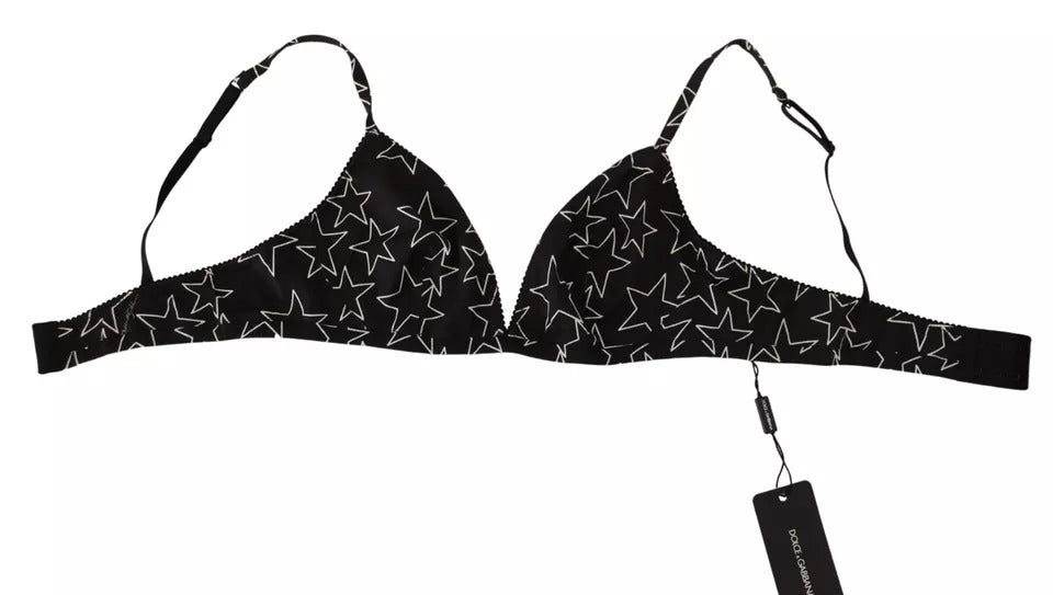 Dolce & Gabbana Black Millennials Star Non-Wire Cotton Bra Underwear
