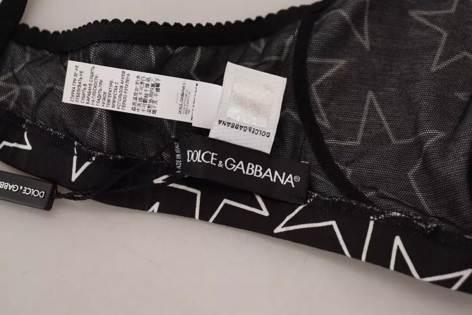 Dolce & Gabbana Black Millennials Star Non-Wire Cotton Bra Underwear