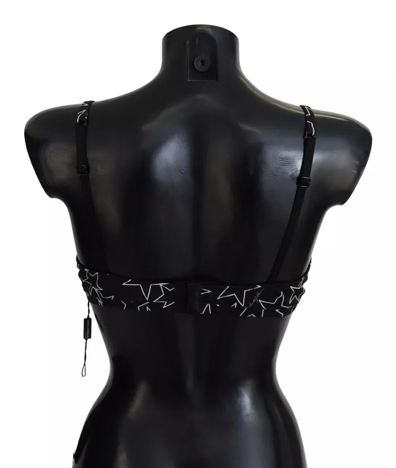Dolce & Gabbana Black Millennials Star Non-Wire Cotton Bra Underwear