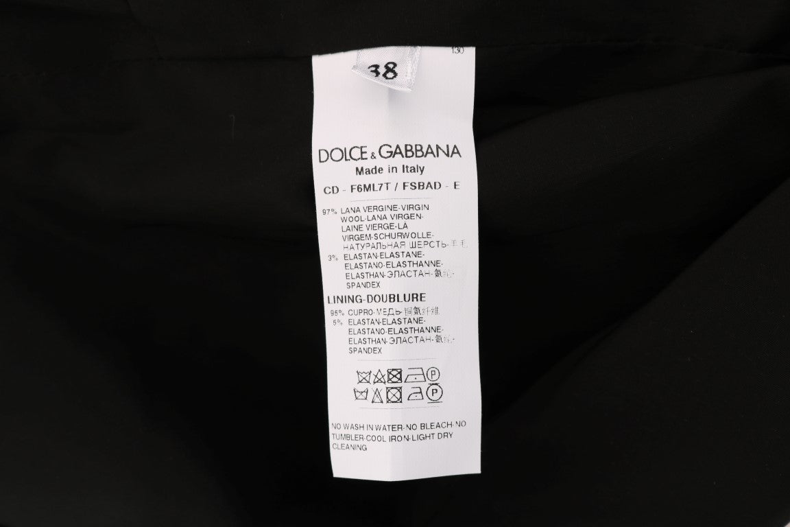 Dolce & Gabbana Graues gepunktetes Stretchkleid aus Wolle