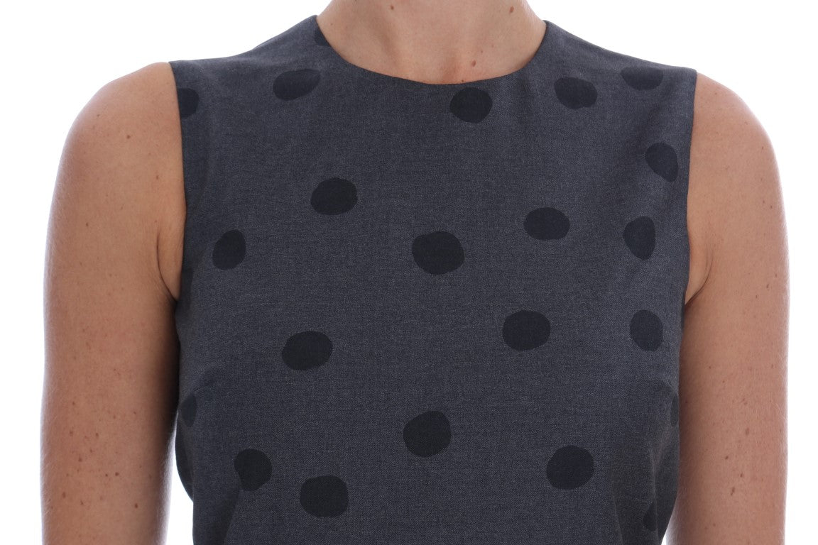 Dolce & Gabbana Grey Polka Dot Wool Sheath Dress