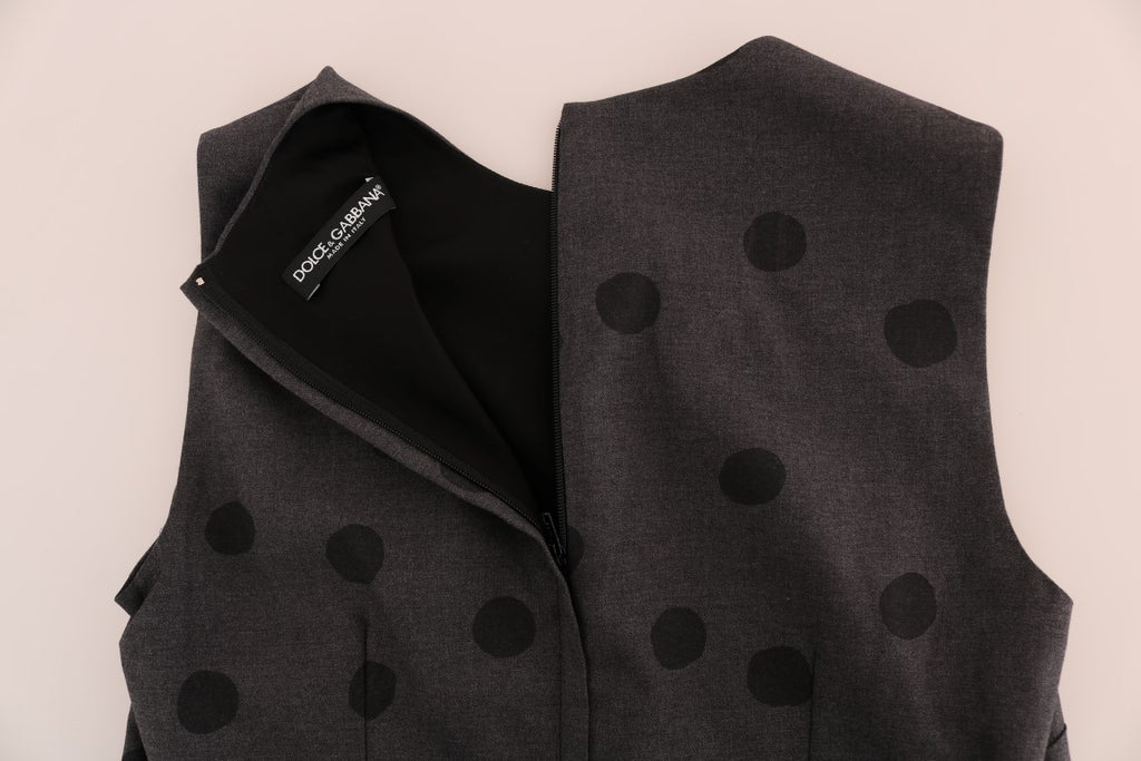 Dolce & Gabbana Grey Polka Dot Wool Sheath Dress