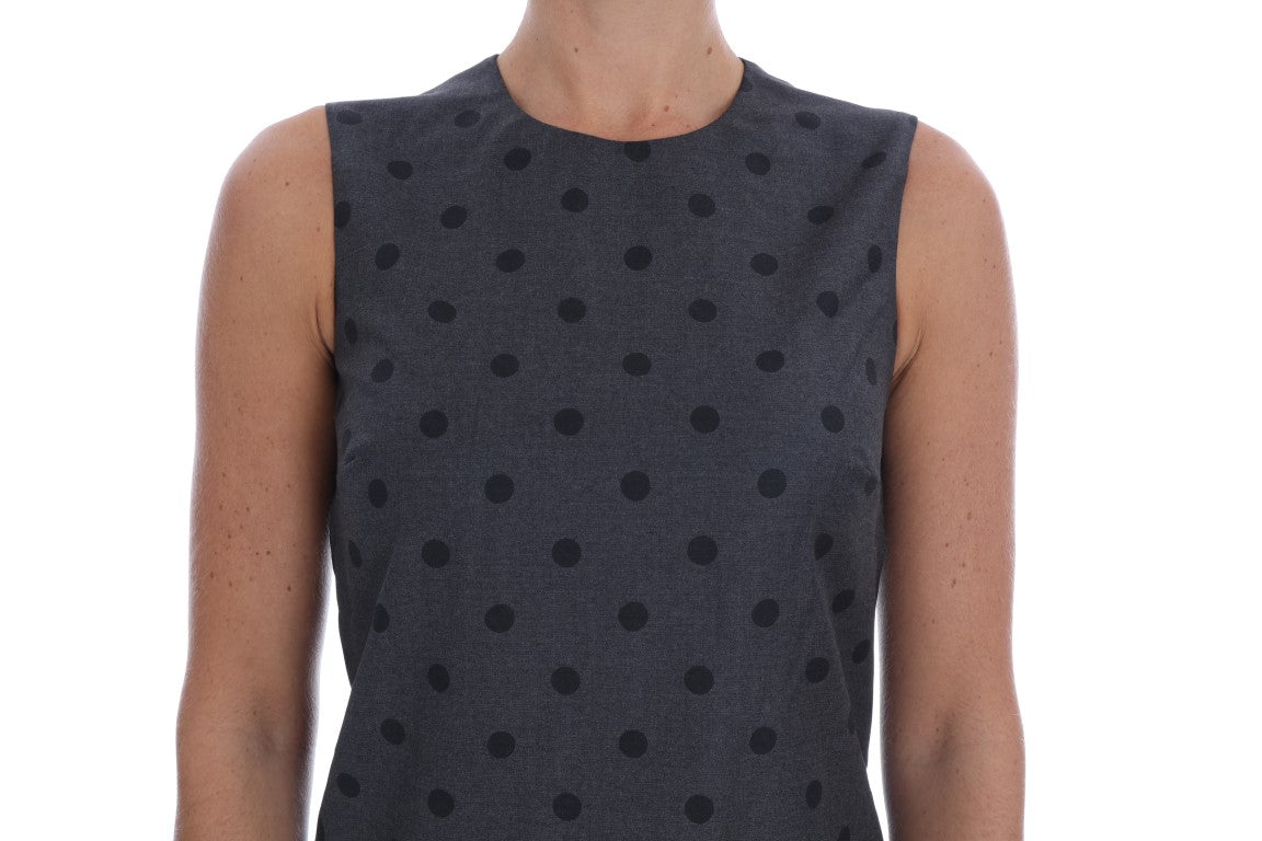 Dolce & Gabbana Grey Polka Dot Wool Sheath Dress