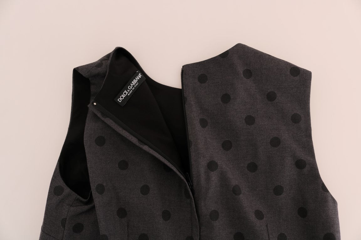 Dolce & Gabbana Grey Polka Dot Wool Sheath Dress