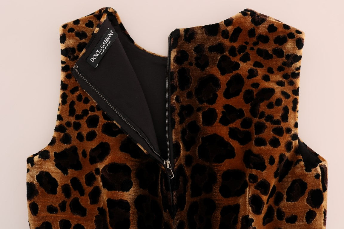 Dolce & Gabbana Brown Leopard Print Silk Kaftan Dress