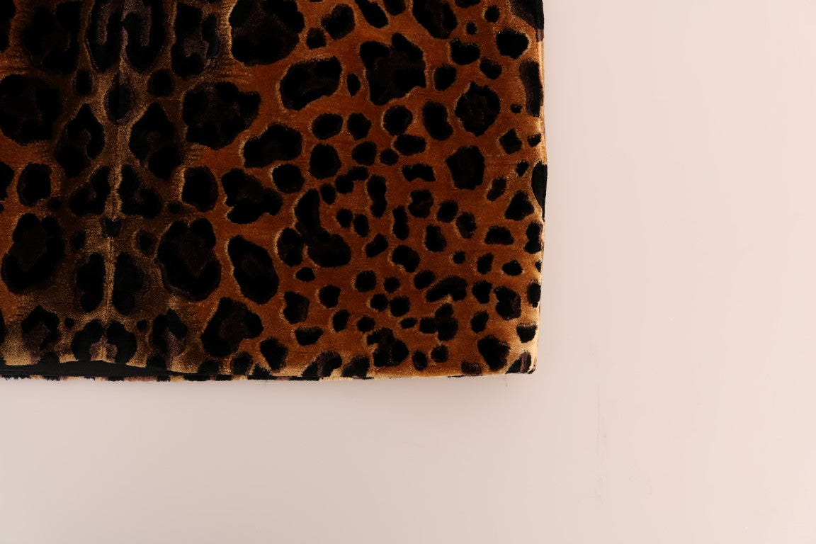 Dolce & Gabbana Brown Leopard Print Silk Kaftan Dress