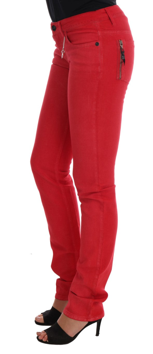 Costume National Rote Cotton Stretch Slim Jeans