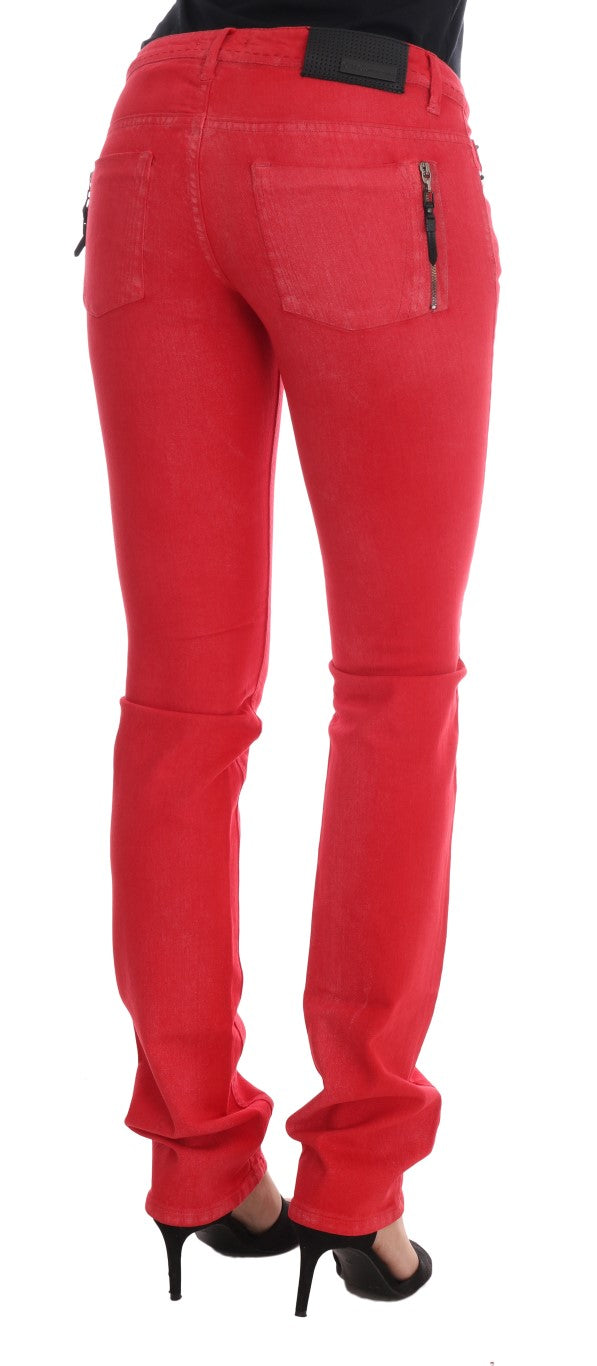Costume National Rote Cotton Stretch Slim Jeans