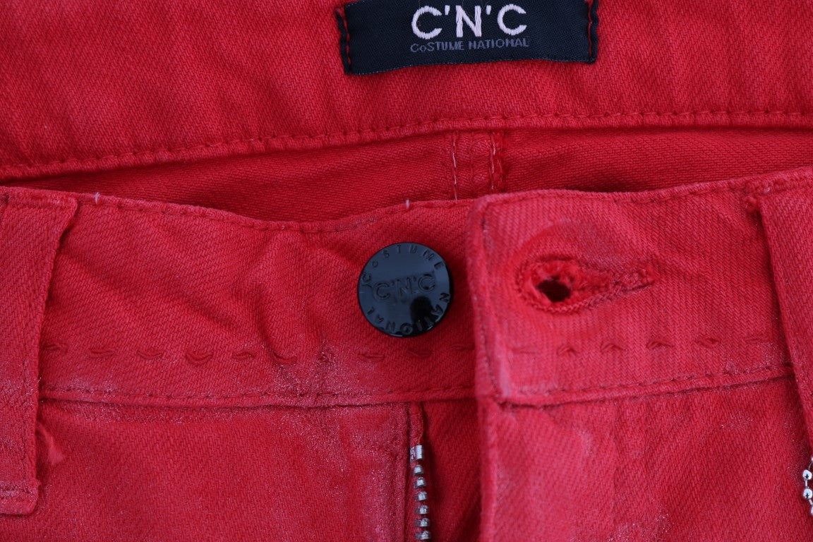 Costume National Rote Cotton Stretch Slim Jeans